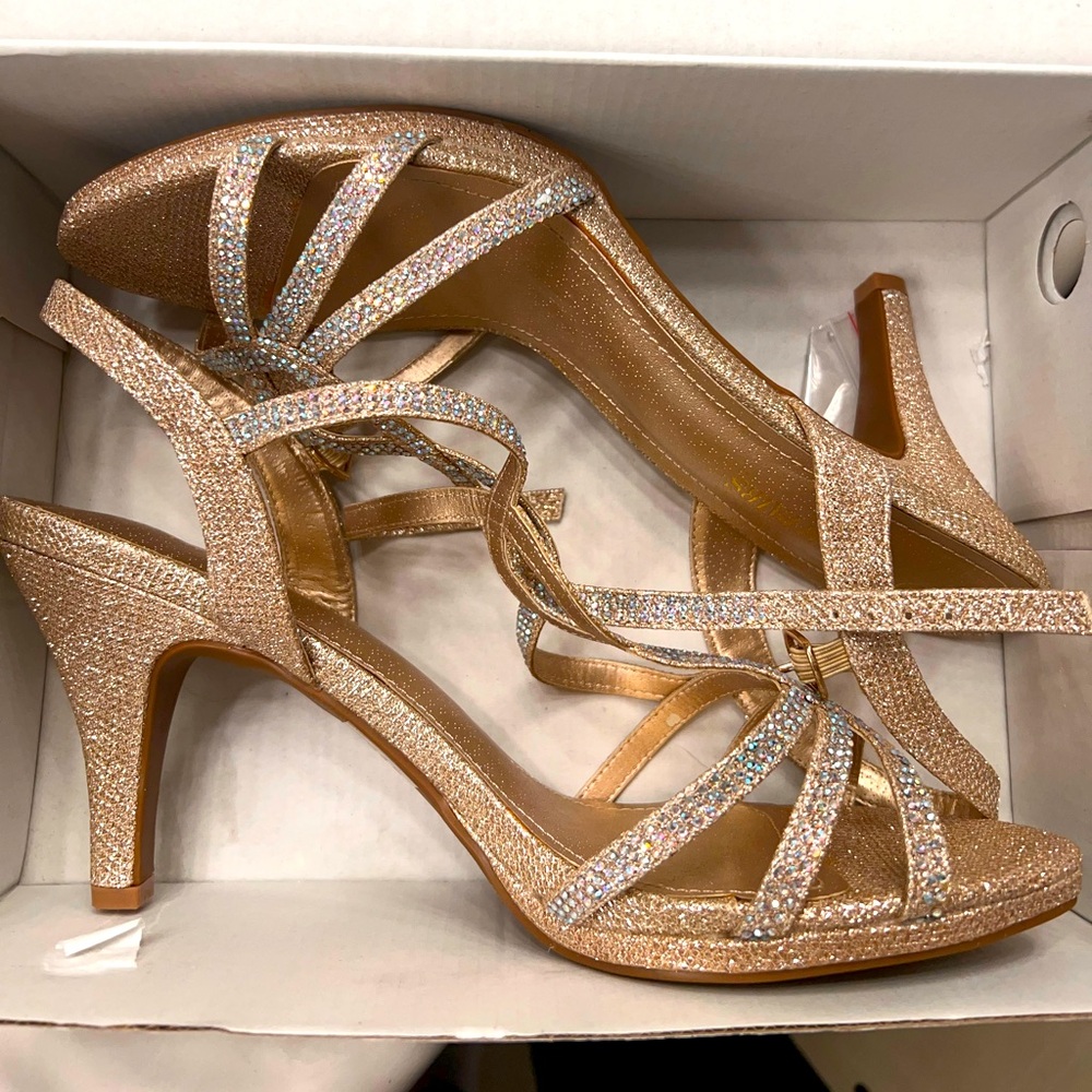 NEW IN BOX Gold Strappy Heels